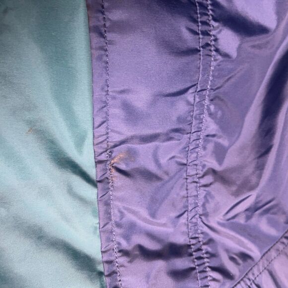 Columbia Men’s L Jacket Green Hidden Hood Vintage Purple 90s Y2K Windbreaker - Picture 12 of 14